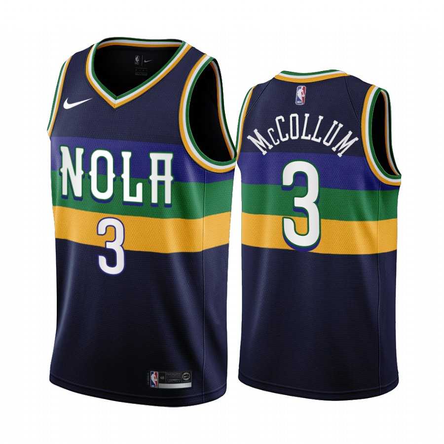 Men New Orleans Pelicans #3 C.J. McCollum 2022-23 City Edition Navy Jersey->new orleans pelicans->NBA Jersey